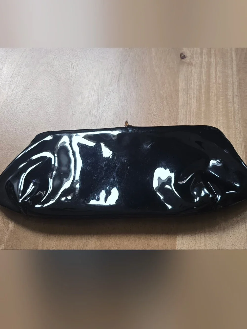 Vintage Louis Jerome Black Patent Leather Clutch Bag Kiss Lock Evening Purse 11